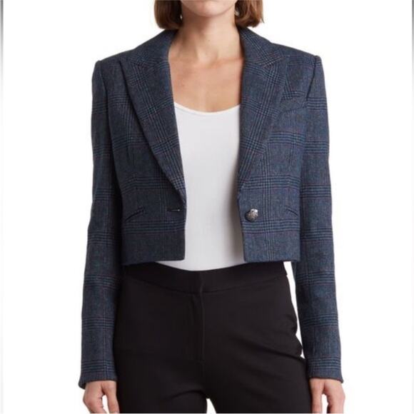 Veronica Beard Fabiola Glen Plaid Peak Lapel Crop Blazer size 0 - Picture 1 of 12